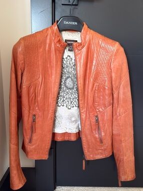 Danier Women's Burnt Orange Leather Zip Jacket - NWOT